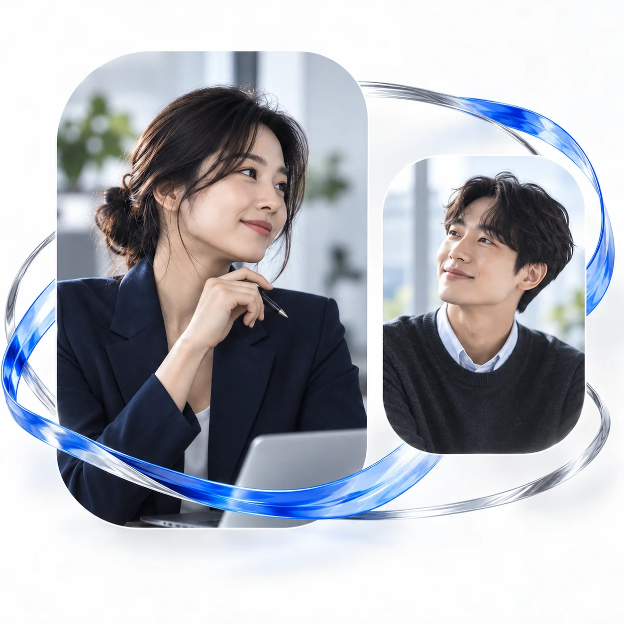 사람과 기업을 연결하는 인물과 그래픽 · AI 생성 이미지