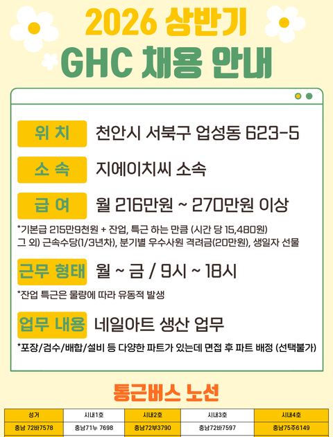 지에이치씨 채용 안내 공고